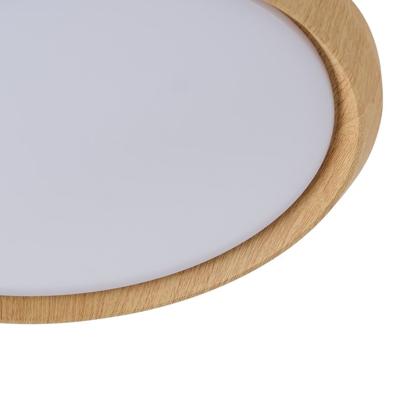 Modern Wood Grain Flush Mount Ceiling Light Milky White LED Fixture for Living Room Bedroom