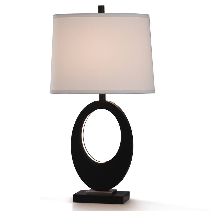StyleCraft Fabian Black Resin and Brushed Steel Metal Table Lamp