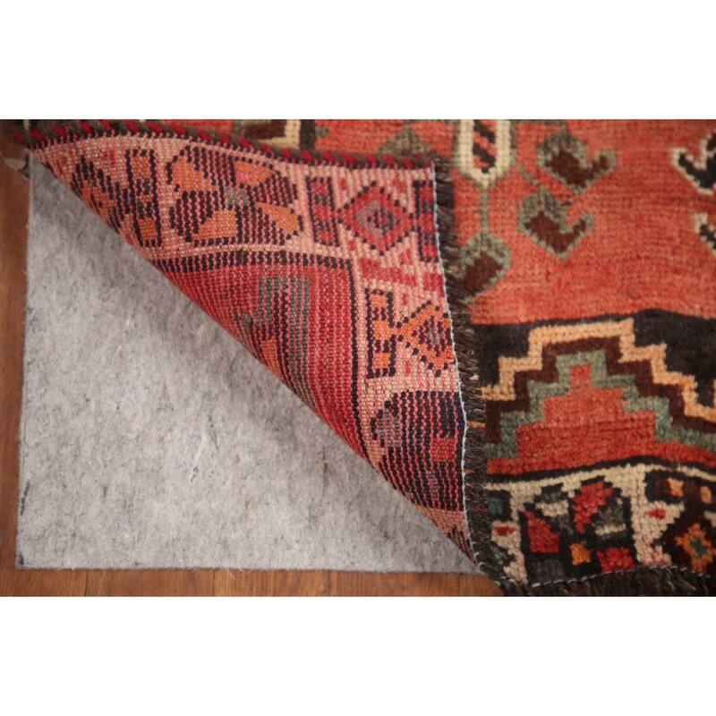 Hand Knotted Oriental 100% Wool Carpet Traditional All-Over Red Qashqai Area Rug - 9' 10'' X 4' 8''