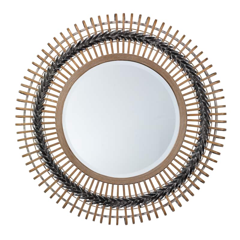 Alden Décor Avary Bamboo Braided Mirror, Gray