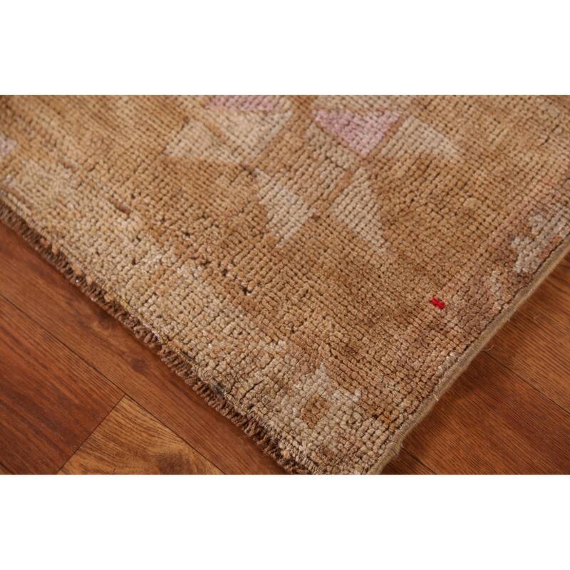 Hand Knotted Oriental 100% Wool Carpet Transitional Geometric Brown Anatolian Area Rug - 2' 8'' X 1' 5''