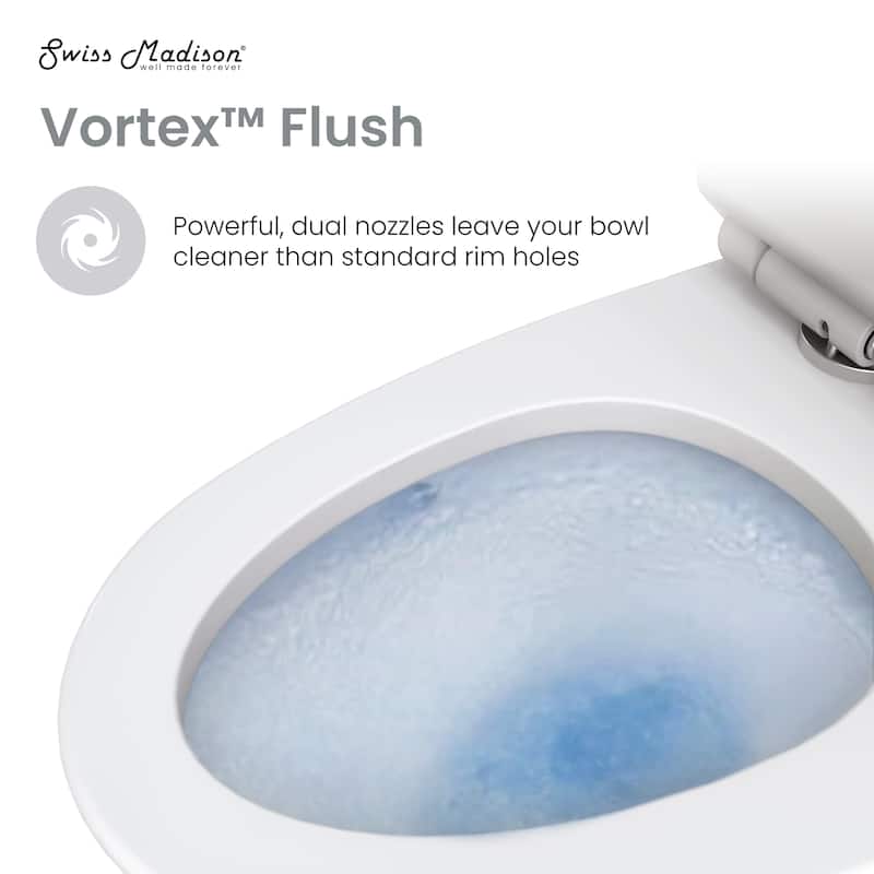 Angers Two-Piece Elongated Toilet Vortex Dual-Flush 1.1/1.6 Gpf - 27.35" x 15.75" 31.7"