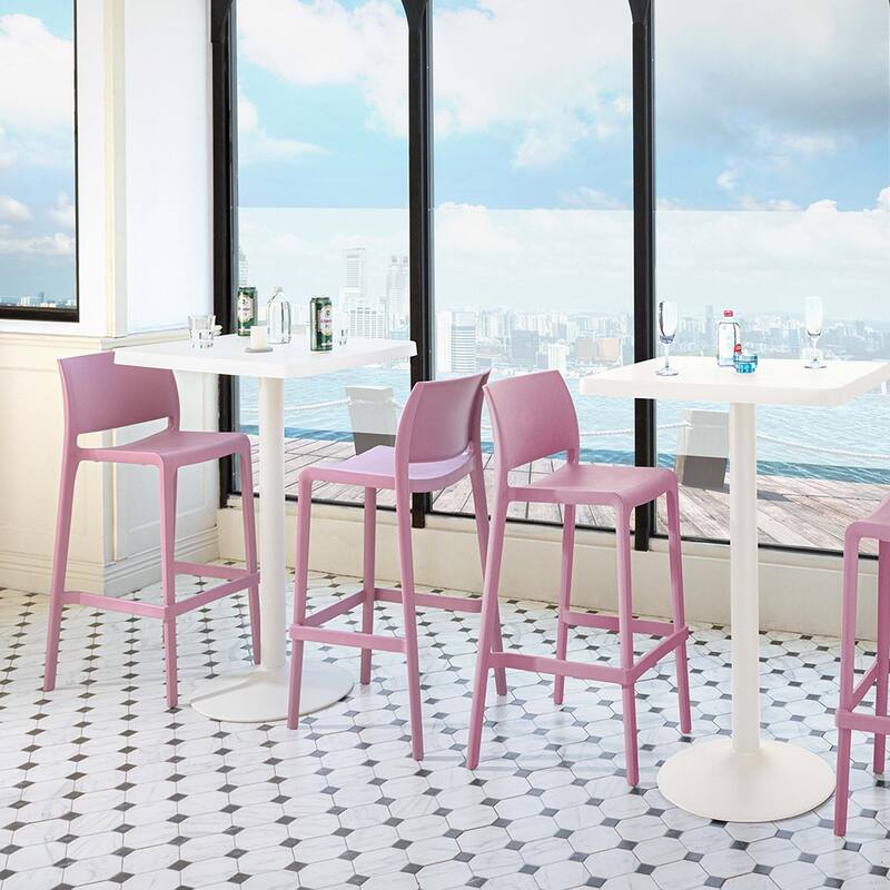 Sensilla Resin Stackable All-Weather Bar Stool, Set of 2