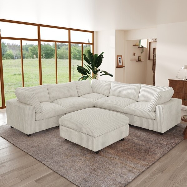 118'' Large Cloud Plush Corner Sectional Sofa Couch with 118'' Large Cloud Plush Corner Sectional Sofa Couch with
