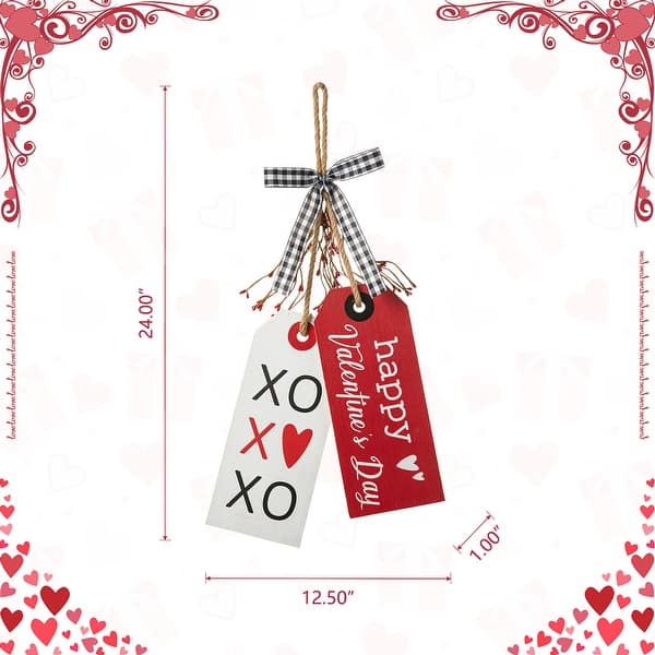 dimension image slide 7 of 8, Glitzhome 24"H Wooden Valentine's Doorknob Hanging Decor