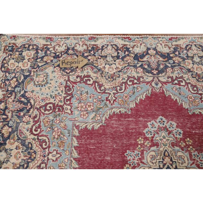 Medallion Kerman Oriental Vintage Area Rug Hand-Knotted Wool Carpet - 6'1"x 9'5"