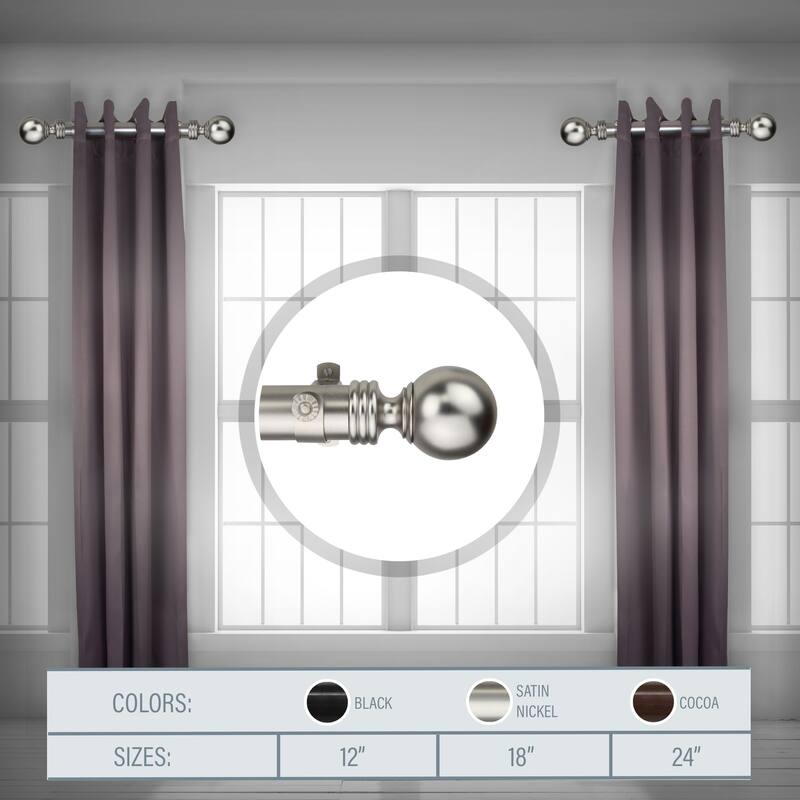 Rustic Curtain Rods Set of 2 - 24 Inch Steel Rods with Metal Finials - Window Treatment Hardware - M