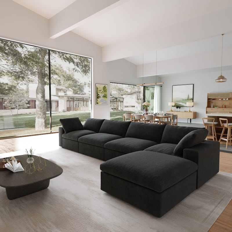 L Shape Couches for Living Room, Modern Modular Convertible Sectional Sofa Couch with Removable Cushion Covers