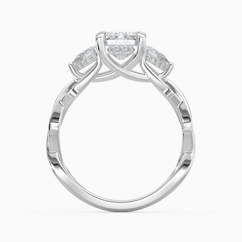 Auriya 14k Gold Emerald Lab Grown Diamond Thorn Vine Three Stone Hidden Halo Engagement Ring 1 to 5 ct. tw. (F-G, VS)