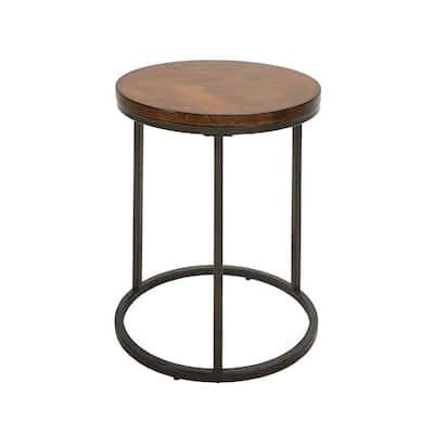 Round Top Accent Table - 26.25" - Chestnut Brown and Black