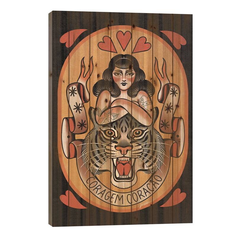 Courage Heart Print On Wood by Jessica O. - Multi-Color - 40x26x1.5