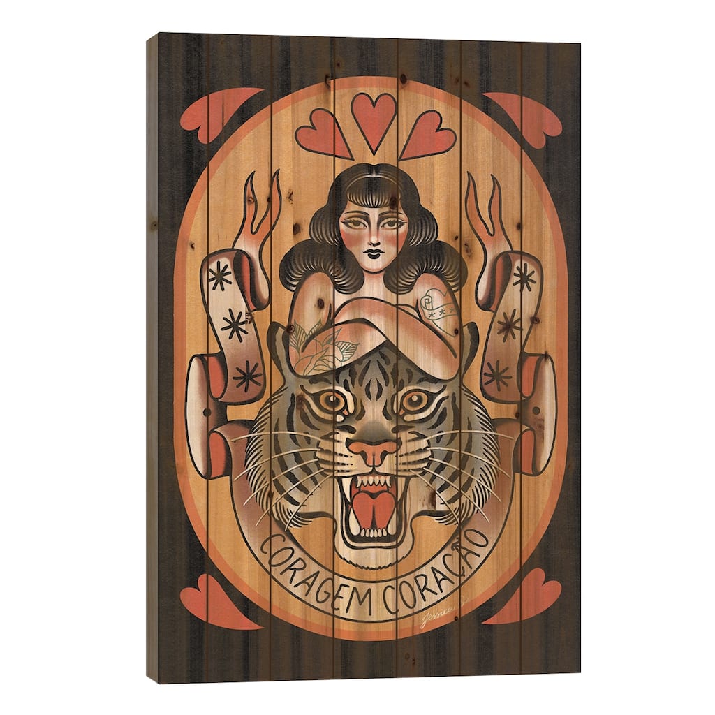 Courage Heart Print On Wood by Jessica O. - Multi-Color