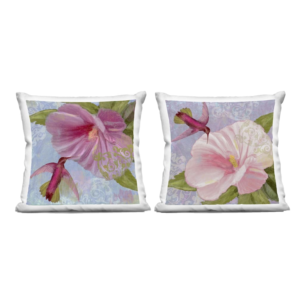Stupell Hummingbirds & Poppy Bulbs Decorative Printed Throw Pillow Design by Sasha (Set of 2)