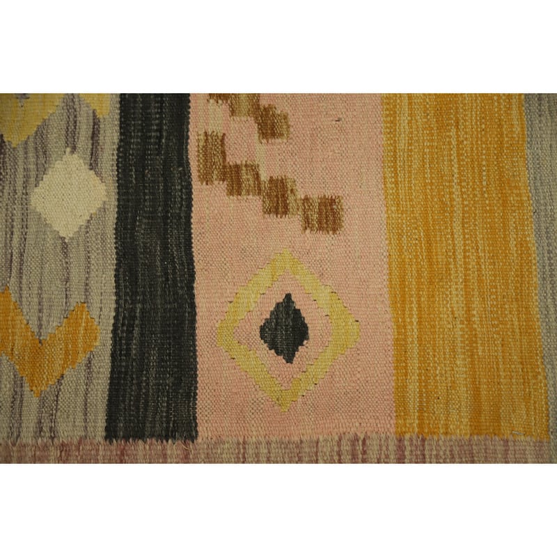 Hand Woven Oriental 100% Wool Carpet Southwestern Tribal Multi-Colored Kilim Area Rug - 5' 11'' X 4' 1''