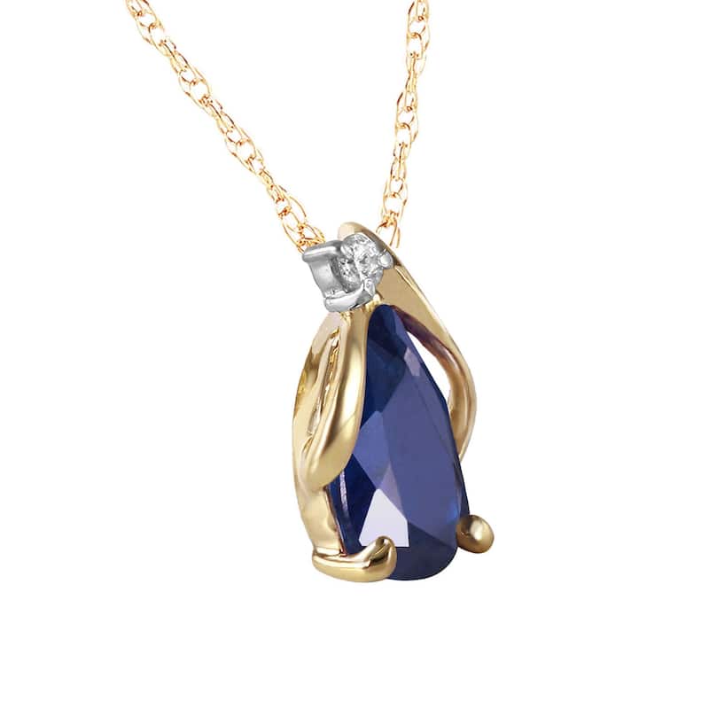 2.53 Carat 14K Solid Gold Natural Diamond & Sapphire Gemstone Necklace
