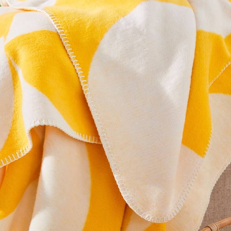 IBENA Lemon Yellow Retro Throw Blanket 'Kahulu'