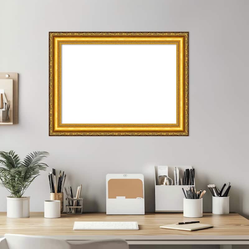 Amanti Art Colonial Embossed Gold Framed Dry Erase Magnetic Board