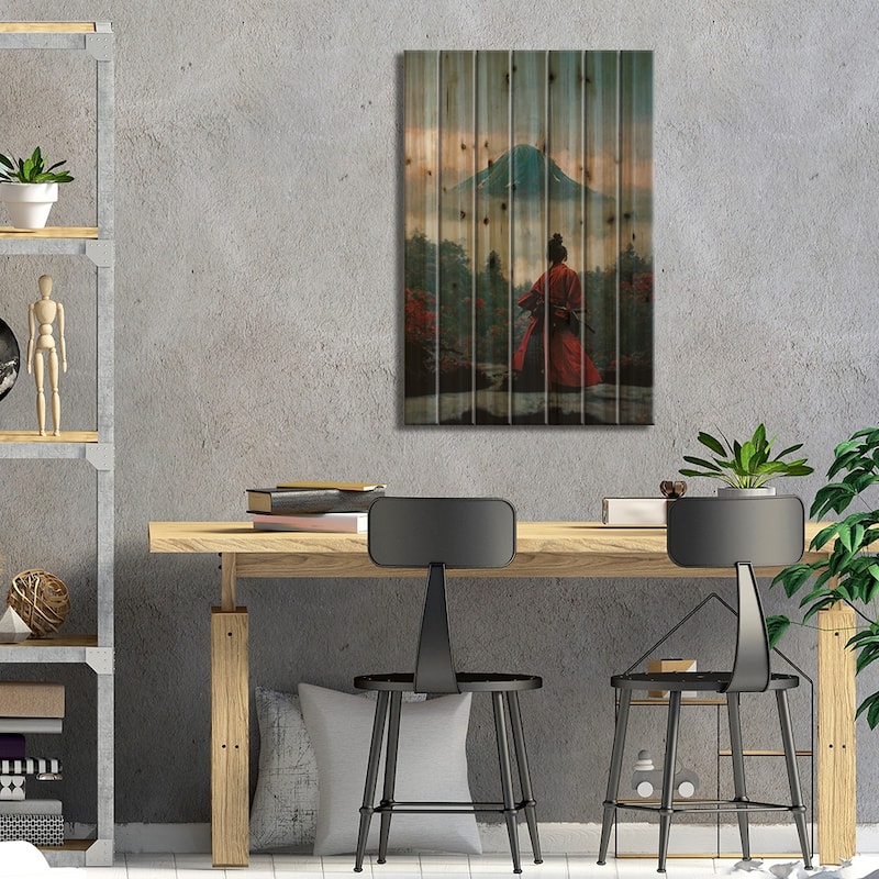 Samurai III Print On Wood by Durro Art - Multi-Color