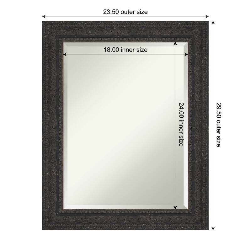 Attic Aged Beveled Wood Framed Bathroom Vanity Wall Mirror - 24 x 30 in - Attic Aged Black