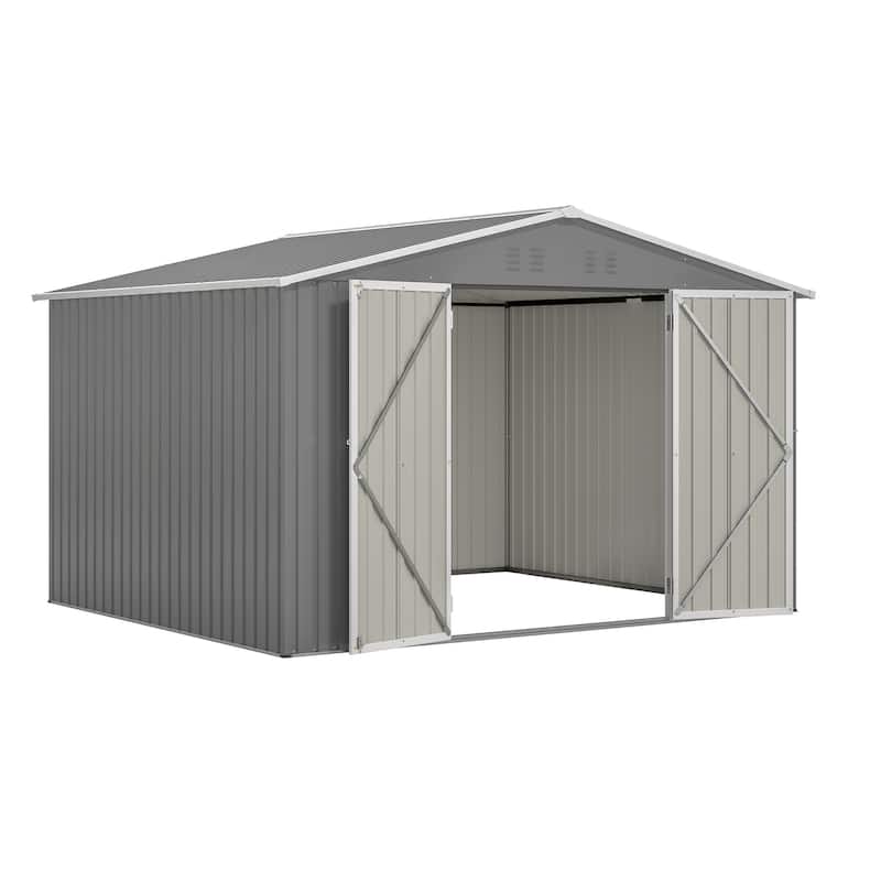 GDFStudio - Evelyn Spacious Outdoor Waterproof Tool Storage Shed with Durable Metal Frame