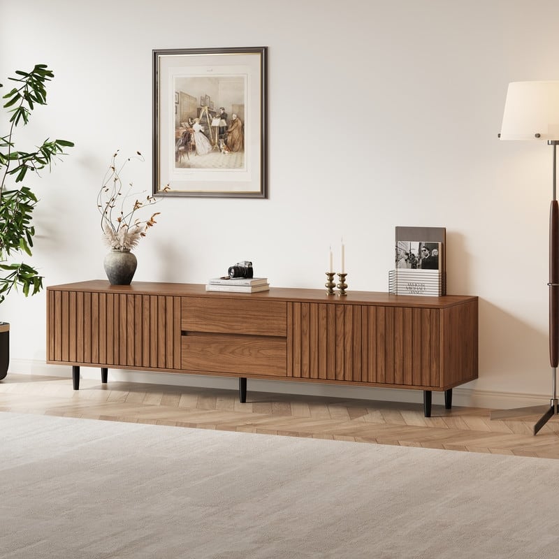 71" Walnut Fluted TV Stand