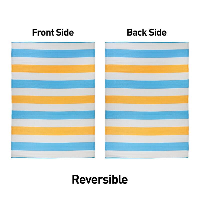 World Rug Gallery Contemporary Stripe Reversible Recycled Plastic Outdoor Rugs