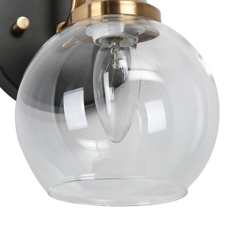 Mid-Century Modern 1-Light Black Gold Glass Wall Sconces Bathroom Vanity Light