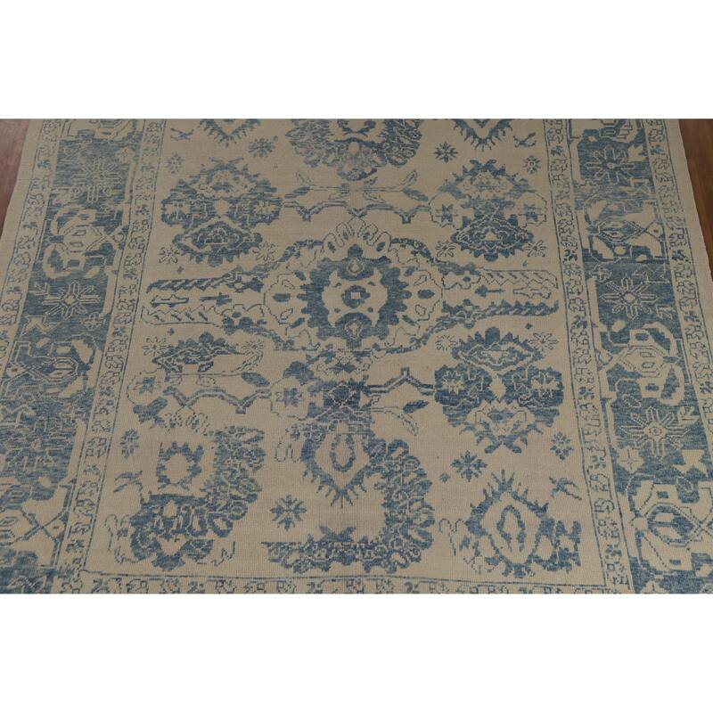 Hand Knotted Oriental 100% Wool Carpet Transitional All-Over Beige & Ivories Oushak Area Rug - 11' 11'' X 9' 3''