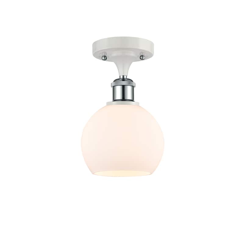 Innovations Lighting Athens - 1 Light 6" Semi-Flush Mount - Matte White/White and Polished Chrome