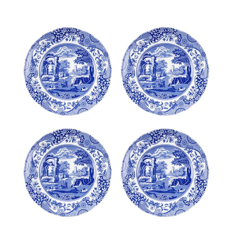 Spode Set of 4 Blue Italian Plates - 7.25 inches - Salad Plates