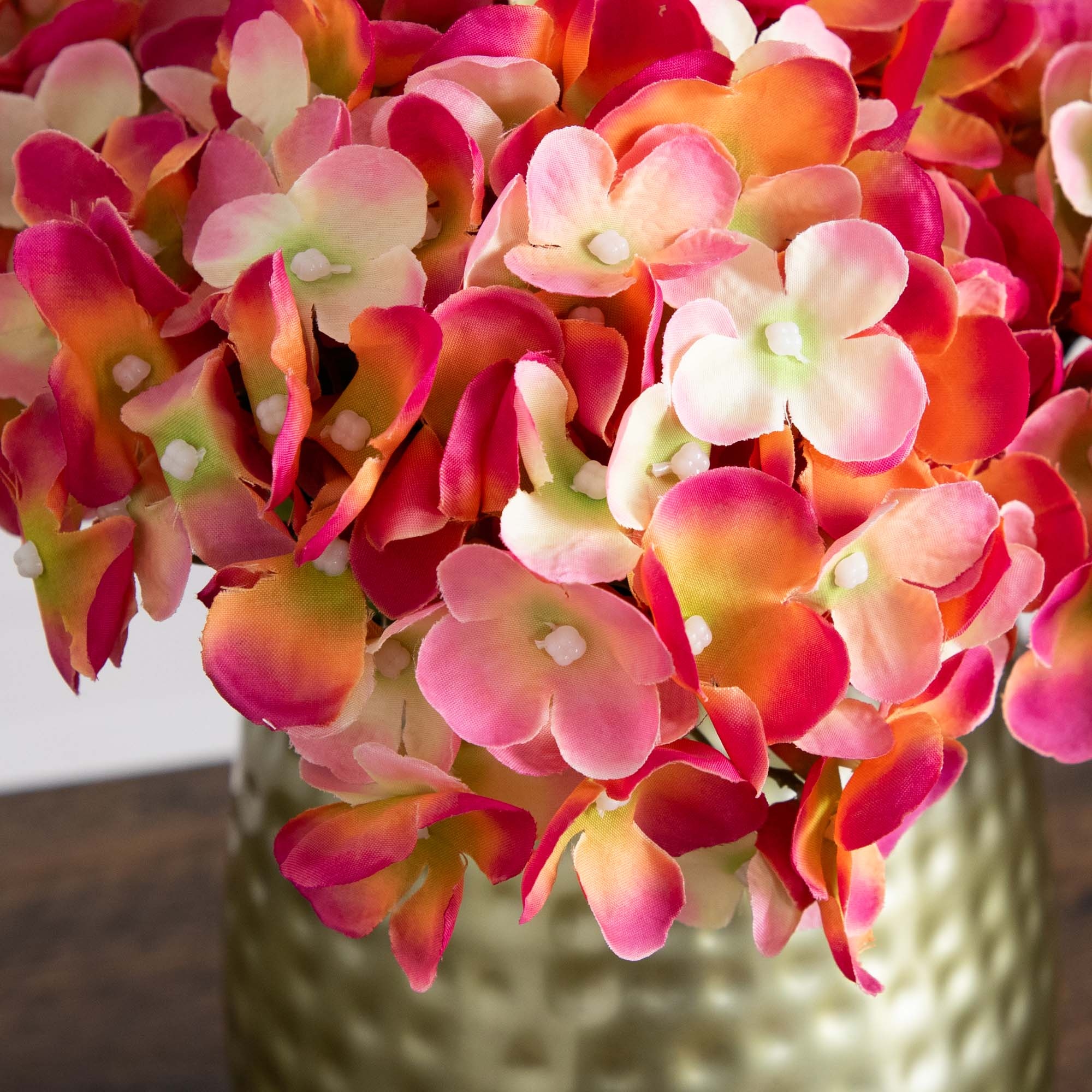 Hydrangea Artificial Floral Arrangement with Metal Vase - 11