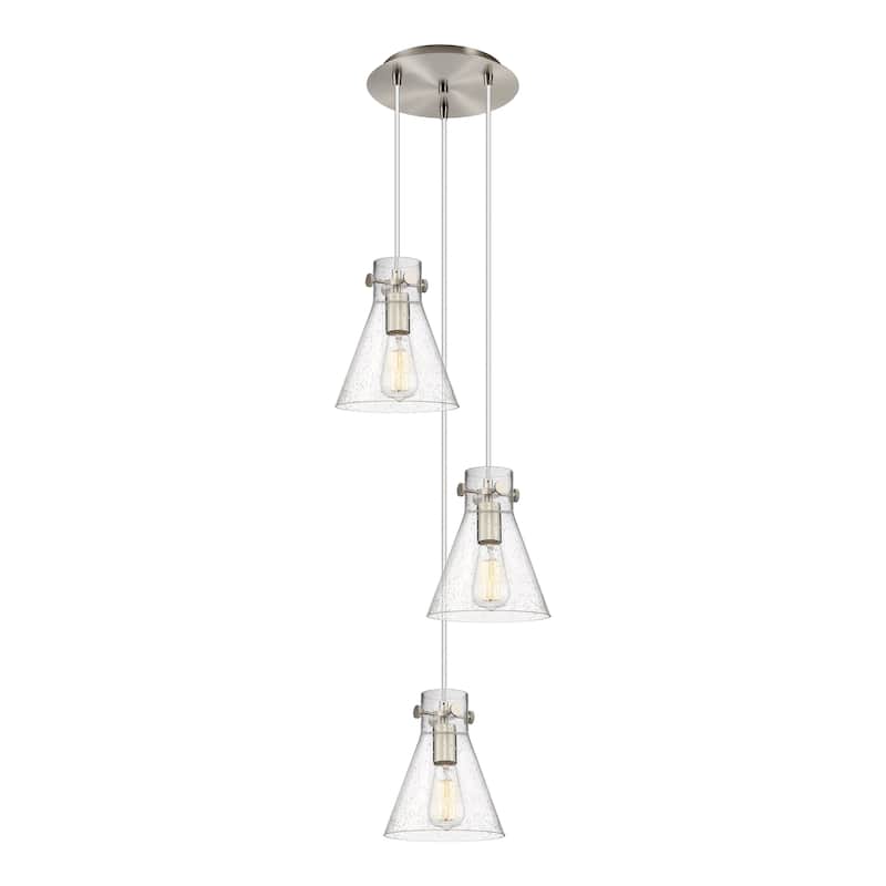 Innovations Lighting Newton Cone - 3 Light 8" Cord Hung Multi Pendant - 10" Canopy