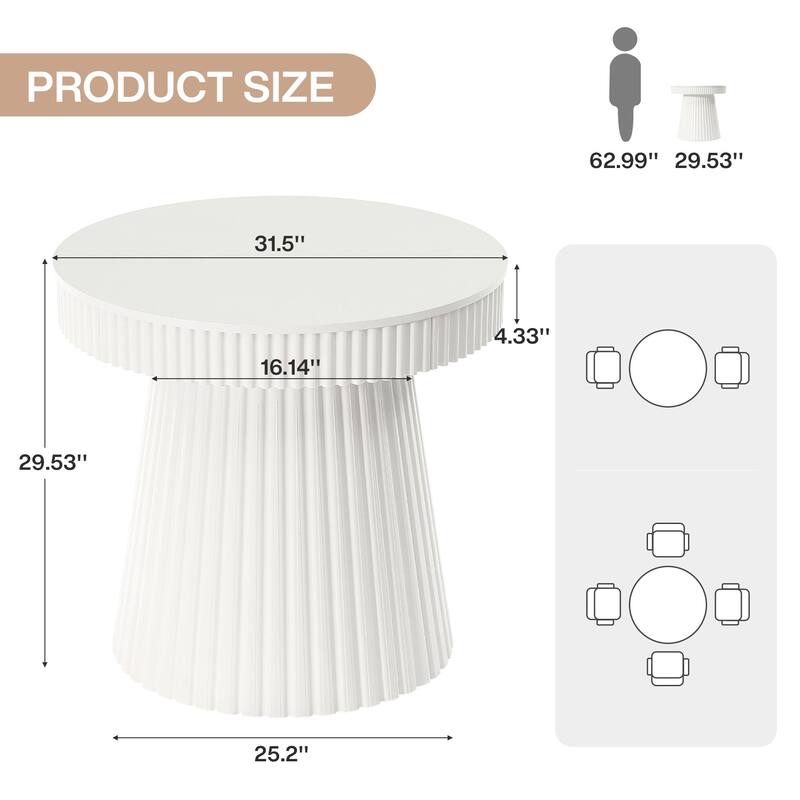 31.5" Round Conference Table, Modern Small Meeting Table, Discussion Office Table for Home Office, Breakroom, Negotiation