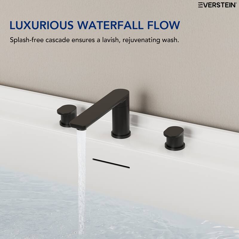 Modern Deck-Mount 2-Handle 360° Rotatable Bathtub Faucet Widespread 3 Hole Tub Filler