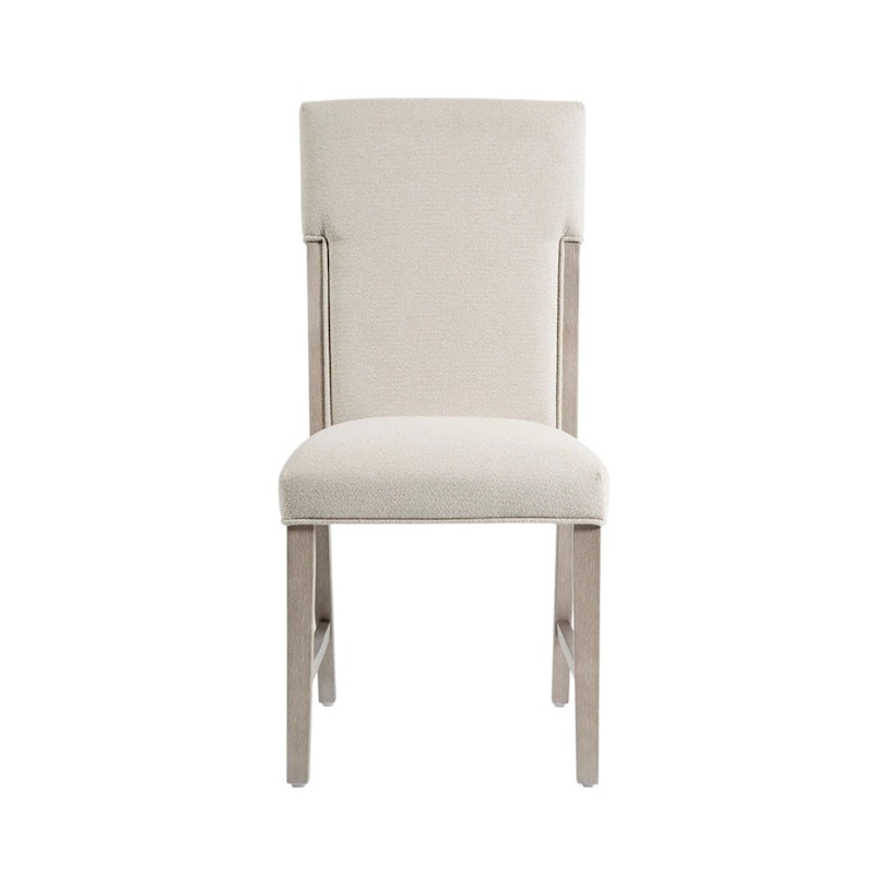 Set of 2 Upholstered Dining Chairs with Tapered Legs in Natural