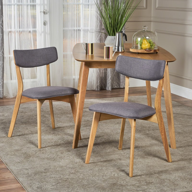 Christopher Knight Home Abrielle Mid-Century Modern Fabric Dining Chair - Dark Grey + Natural Oak