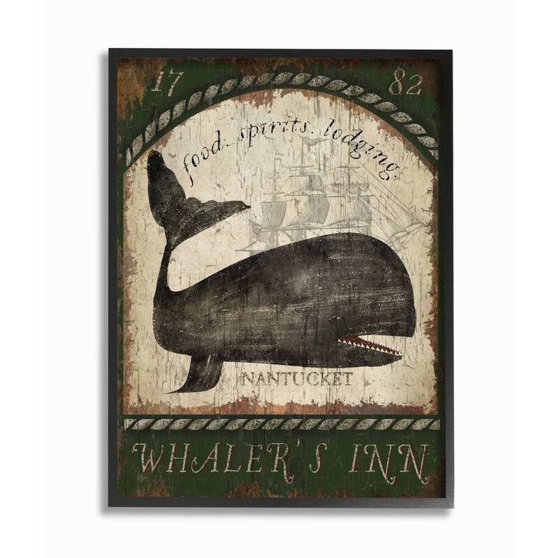 Stupell Vintage Nantucket Whaler's Inn Sign Framed Wall Art