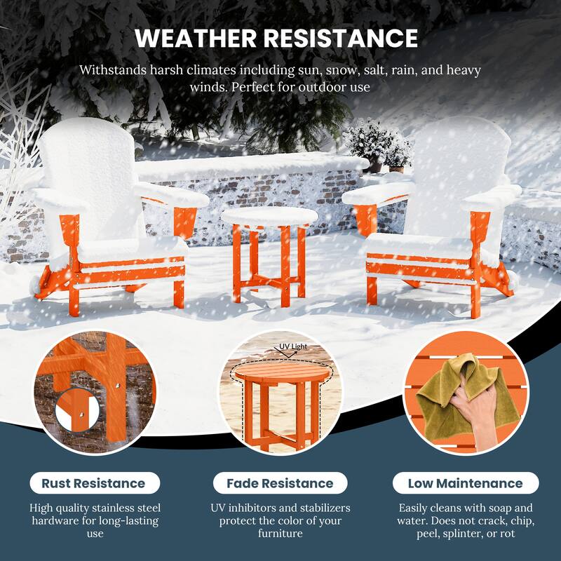 Laguna Outdoor Folding Adjustable Adirondack Chair with Hideaway Ottoman & Round Side Table