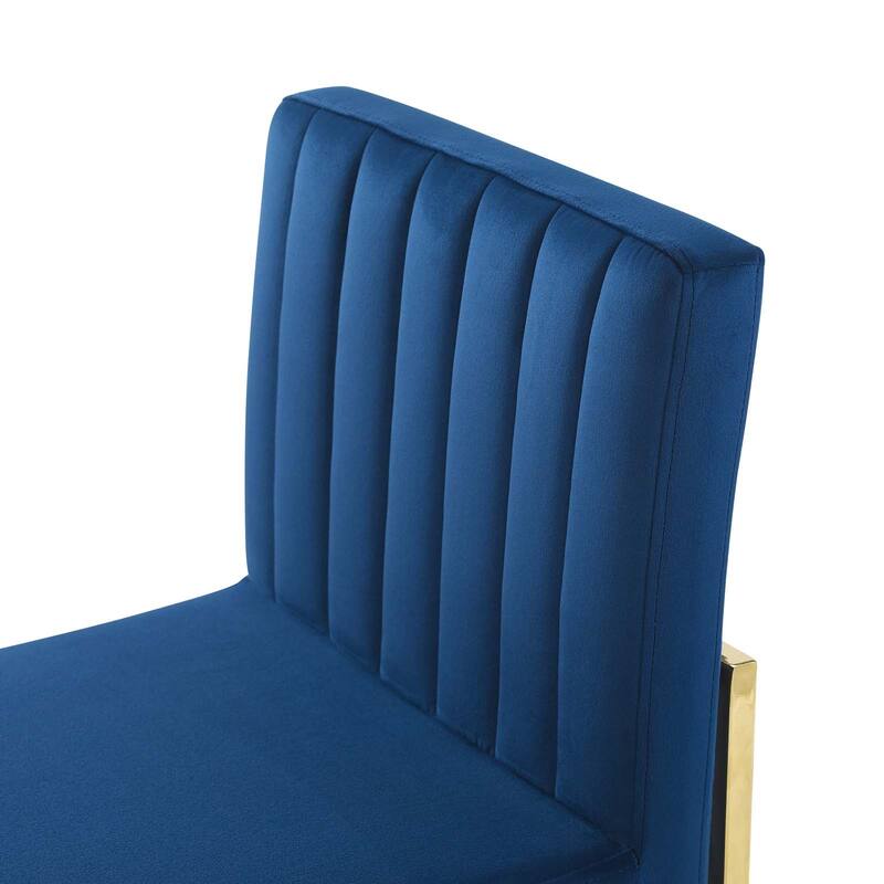 Silver Orchid Haussermann Channel Tufted Sled Base Velvet Dining Chair