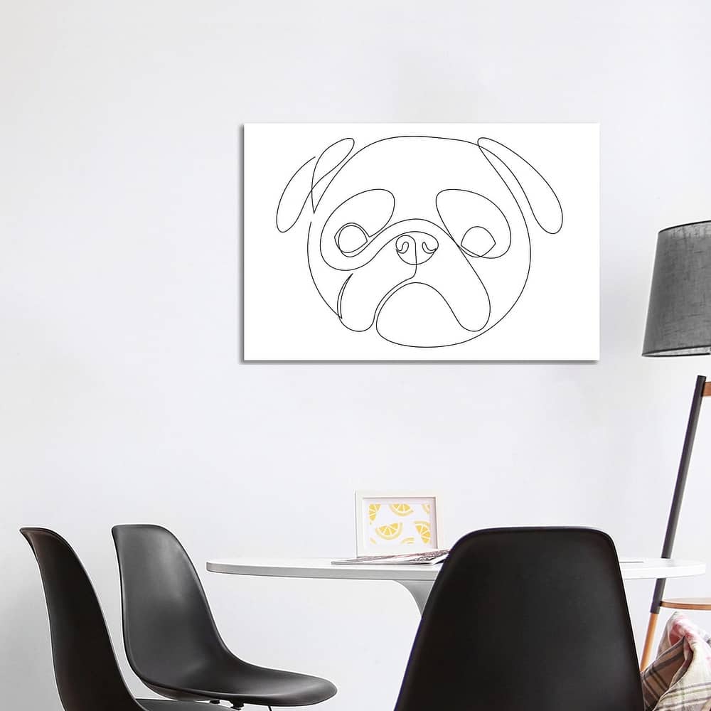iCanvas "Pug - One Line Dog Portrait" by Addillum Canvas Print