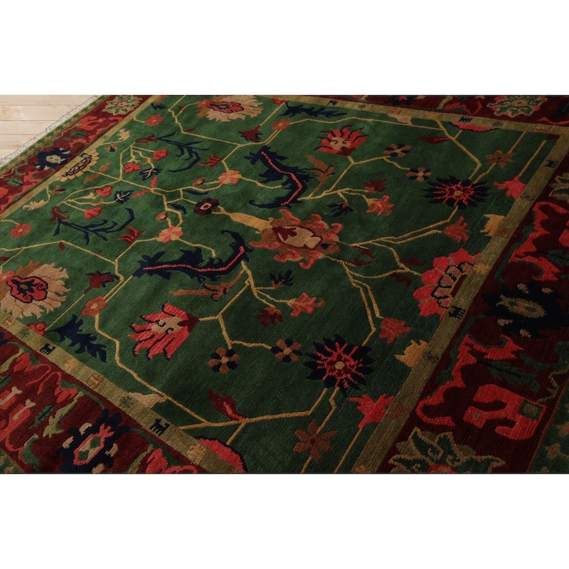 8x10 Hand Knotted Wool Green Tibetan Plush Pile Tufenkian Area Rug - 8' x 10'