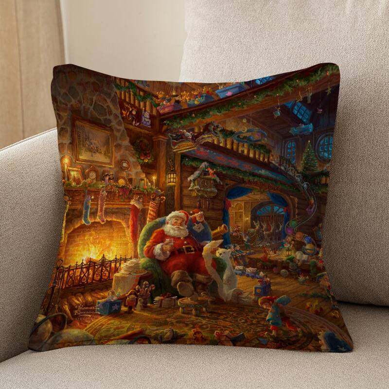 Thomas Kinkade Santa's Workshop Indoor Decorative Pillow by Laural Home