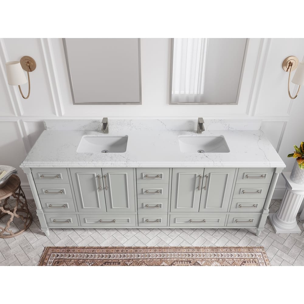 Willow Collections 84 in. W x 22 in. D Aberdeen Double Bowl Sink Bathroom Vanity with Countertop