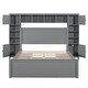 preview thumbnail 26 of 46, Versatility Queen Size Platform Bed with All-in-One Cabinet, Wooden BedFrame w/ Sockets, Shelf & 4 Drawers for Kids/Teens/Adults