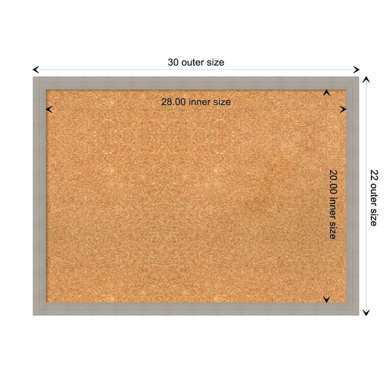 Woodgrain Stripe Wood Framed Natural Corkboard Bulletin Board - Woodgrain Stripe Grey - Board Size 28x20