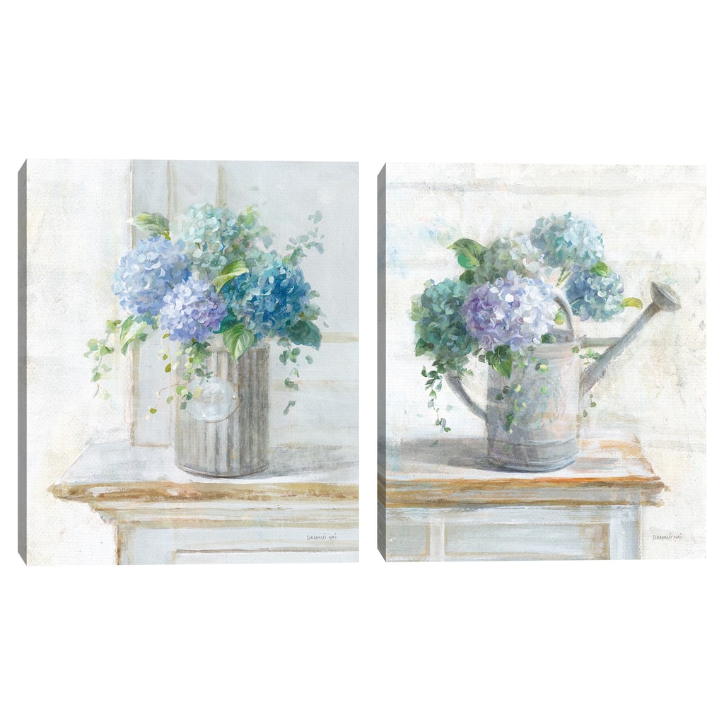 Morning Hydrangeas I, Morning Hydrangeas II by Danhui Nai Canvas Art Prints