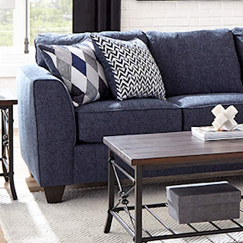 Roundhill Furniture Kanta Contemporary Fabric Pillow Back Sofa and Loveseat Set, Indigo