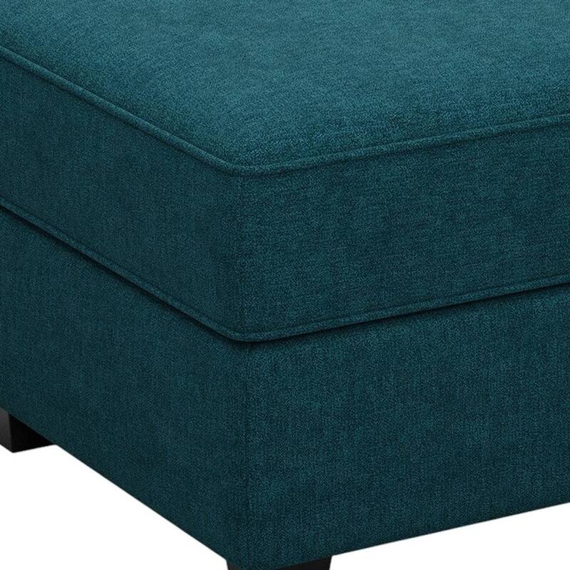 HomeRoots 26" Teal Blue and Black Solid Wood and Microfiber Storage Ottoman