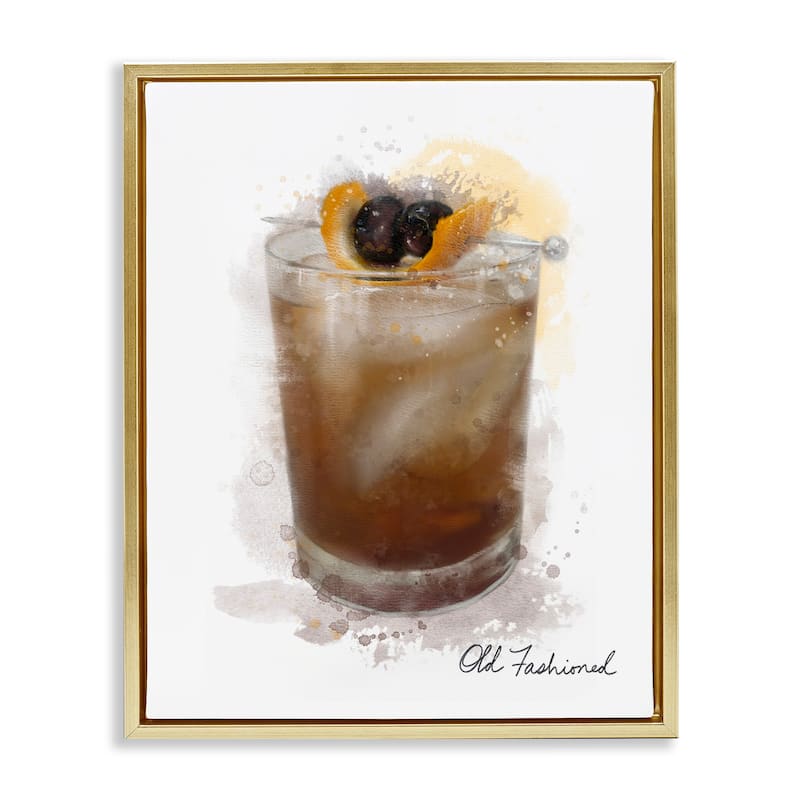 Stupell Old Fashioned Splash Framed Floater Canvas Wall Art Design By Matthew Piotrowicz - 17 x 21 - Gold