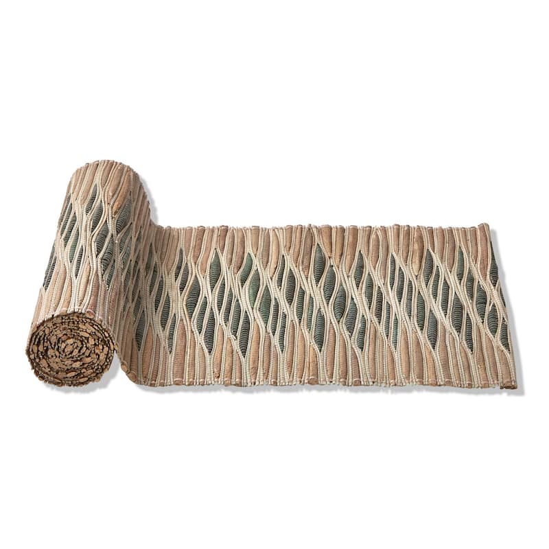 Bali Runner Green Multi Table Runner - Water Hyacinth, 72" L x 14" W, Wipe Clean, Perfect for Spring Decor